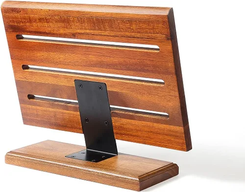 Vista 5 de MITSUMOTO SAKARI - Portacuchillos magnético para encimera de madera de acacia de 12.5 pulgadas Núcleo magnético Gauss 1200, almacenamiento