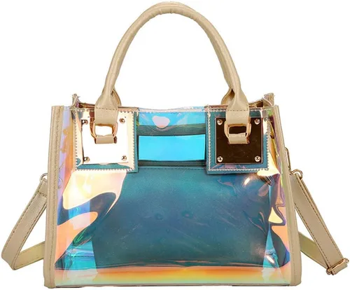 Vista 5 de Bolso bandolera transparente para mujer, bolso de mano de moda de diseñador 2 en 1