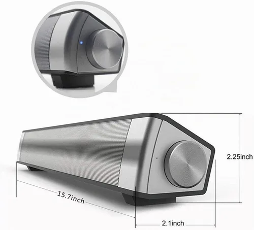 Vista 2 de 2 mini barras de sonido Bluetooth de 5 W, audio de cine en casa con cable e inalámbrico para teléfono celular/tableta/proyector y soporte de TV