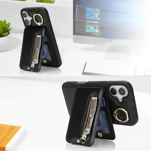 Vista 4 de Funda para iPhone 16 Plus con tarjetero - Negro negro ( A + Black )