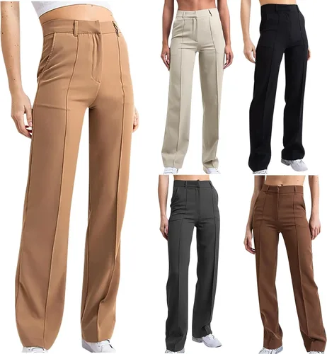 Vista 6 de Qeaghou Pantalones de vestir para mujer, pantalones de vestir de cintura alta, pantalones de pierna ancha, pantalones palazzo, pantalones a medida