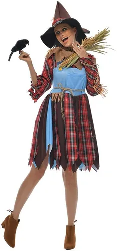 Vista 9 de FantastCostumes Disfraz de espantapájaros para mujer, disfraz de Halloween lindo y divertido para cosplay