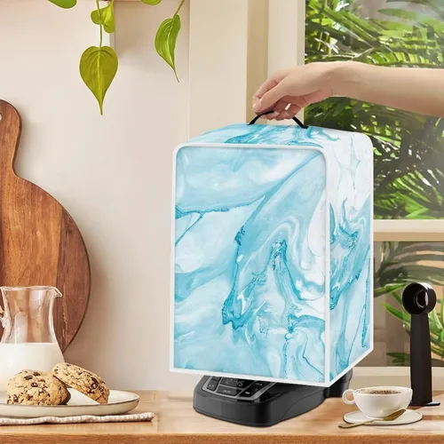 Vista 89 de Funda para cafetera, poliéster, azul, se adapta a la mayoría de máquinas de café estándar, protector resistente al polvo, huellas dactilares Playa