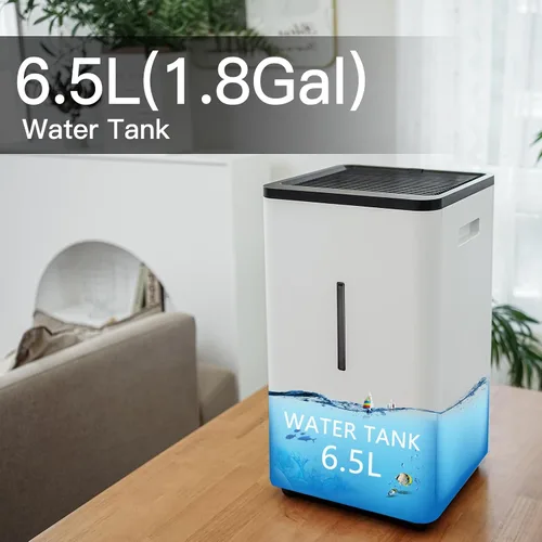 Vista 5 de Humidificador evaporativo YougetTech 6.5L, 50.7 fl oz/h, 7 velocidades No-mist whole-room humidifier. 7 speeds, auto humidistat, top-fill. Covers