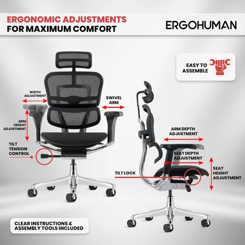 Vista 8 de Silla ergonómica giratoria, de malla, altura de asiento de 18.1 pulgadas a 22.9 pulgadas, respaldo alto con apoyacabezas, color borgoña, de Negro