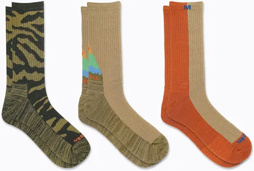 Vista 2 de Merrell Men's and Women's Lightweight Wool Everyday Hiking Crew Socks-3 Pair Pack-Arch Support & Moisture Wicking