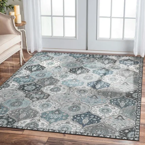 Vista 86 de Lahome - Alfombra marroquí antideslizante y lavable, pequeña alfombra oriental para dormitorio, cocina, entrada, baño, entrada, 61 x 91 cm, crema