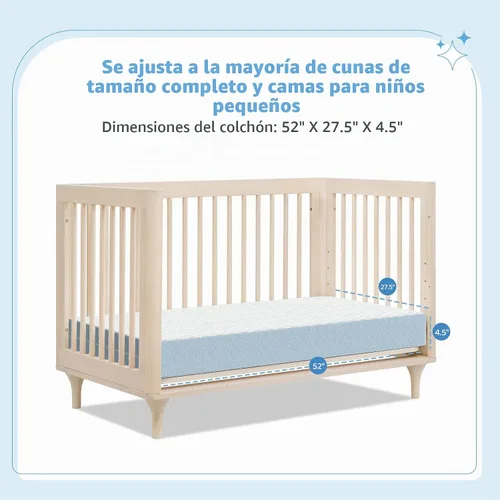 Vista 7 de Dourxi Colchón de cuna de doble cara de espuma viscoelástica de gel