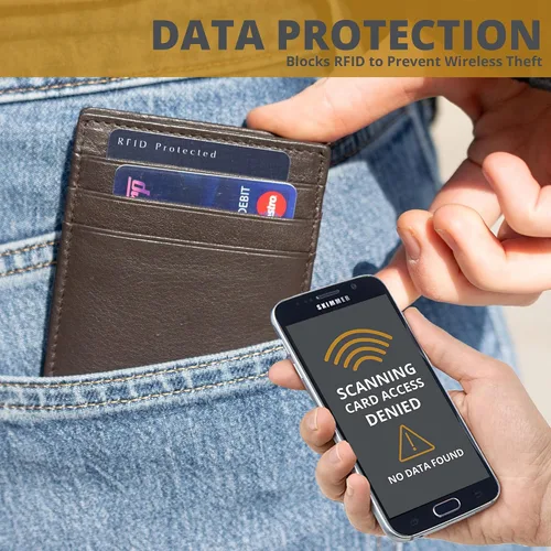 Vista 5 de GARZINI Cartera mágica para hombres, cartera minimalista con tarjetero RFID, cartera de cuero para 10 tarjetas