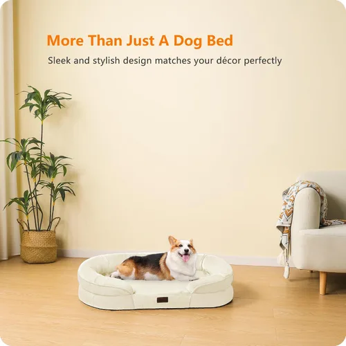 Vista 9 de Sofá ortopédico impermeable para perros medianos, espuma Beige