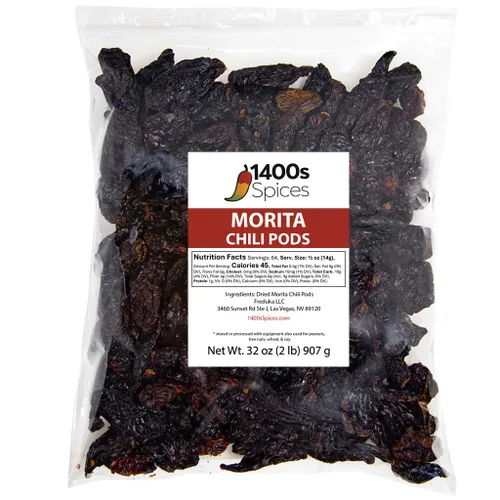 Vista 5 de Pimientos de chile enteros secos con chipotle morita de 1 libra Perfil rico de sabor ahumado, ideal para salsas caseras