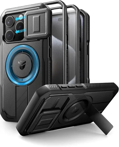Vista 109 de Dexnor - Funda para iPhone 12 & iPhone 12 Pro con tapa deslizante para cámara, soporte ajustable y protector de pantalla integrado, carcasa