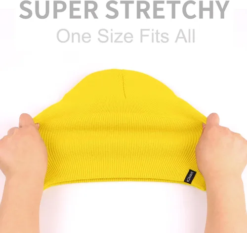 Vista 21 de Gorros de lana para mujeres y hombres, unisex, de punto suave, con puños, diseño de calavera, elástico, color sólido, sombreros de invierno