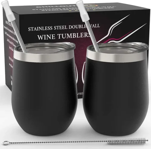Vista 31 de CHILLOUT LIFE - Vaso de acero inoxidable de 12 onzas con tapa y caja de regalo, diseño de viaje con recubrimiento en polvo, aislamiento al vacío