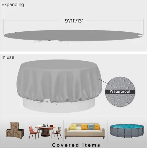 Vista 96 de Fundas para muebles de patio, impermeables, resistentes a los rayos UV, resistentes a los rayos UV, para exteriores, mesa redonda y rectangular