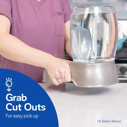 Vista 5 de Petmate Pet Cafe Dispensador de agua por gravedad para gatos y perros, cuenco de agua para gatos y perros, fabricado en Estados Unidos, 0.75 AZUL