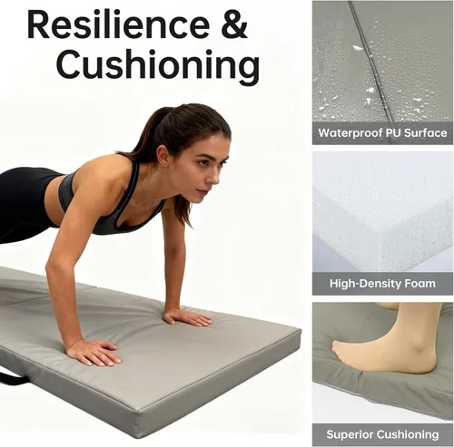 Vista 2 de Foldable Yoga Mat, 2 Inches Extra Thick Non-Slip Design Fitness Mats