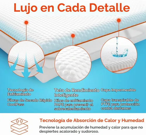 Vista 5 de Dormeo Protector de colchón impermeable de alta calidad, tamaño individual, capa protectora contra manchas y derrames, refrescante, absorbe