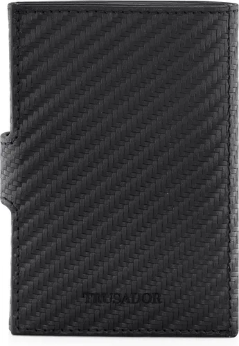 Vista 8 de TRUSADOR Venice - Cartera de piel triple para hombre y mujer, con bloqueo RFID, bolsillo frontal, Carbon, Sin bolsillo para monedas