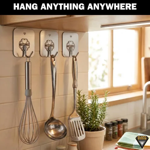 Vista 7 de KLAPiT Super Hook - Ganchos de pared adhesivos de alta resistencia, soporta hasta 11 libras, impermeable, sin daños, fácil de instalar en azulejos