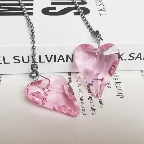 Vista 5 de 2 unidades de 12 pulgadas de cristal para ventilador de techo con dije de corazón, extensor de cadena con conector de cadena de bola para decoración
