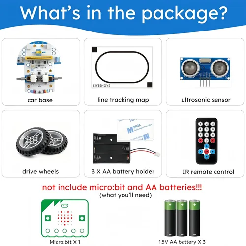 Vista 3 de Coche inteligente Micro:bit con tutorial detallado de programación gráfica y microPython de MakeCode, seguimiento de línea IR y módulos de luz RGB