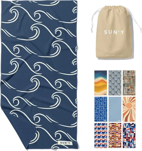 Vista 12 de SUN'Y Toalla de Playa de Microfibra Waffle – Sin Arena, Secado Rápido, Ultra Absorbente, Ligera y Compacta, Toalla de Viaje con Bolsa de Transporte