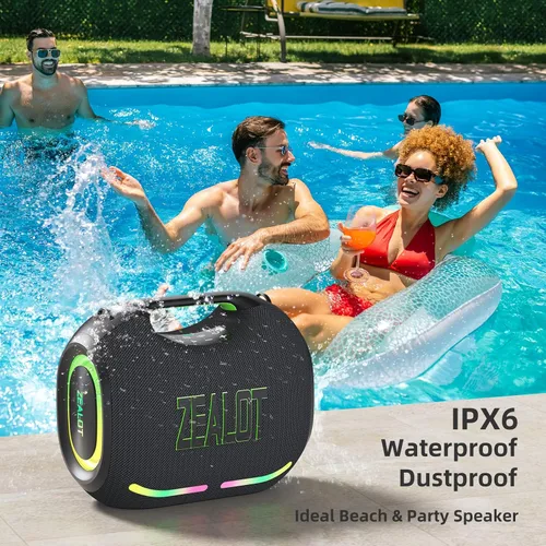 Vista 4 de ZEALOT ZE01 - Bocina portátil Bluetooth, 120W de potente sonido estéreo con graves profundos, inalámbrica, gran bocina para fiesta, compatible