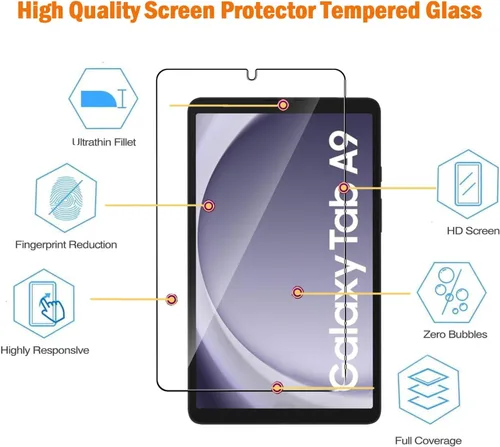 Vista 3 de Paquete de 2 protectores de pantalla para Galaxy Tab A11/A9 de 8.7 pulgadas 2025/2023, protector de película de vidrio templado para tableta Samsung