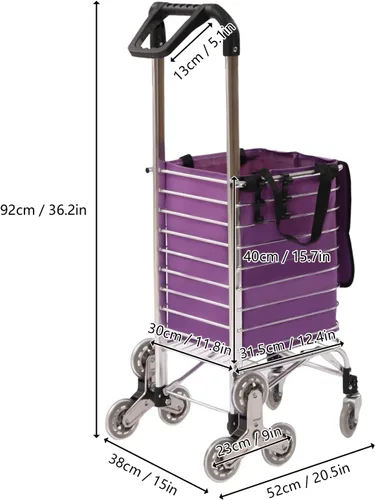 Vista 9 de Carrito de compras plegable, gran capacidad, aluminio y acero inoxidable para comestibles, lavandería, garaje