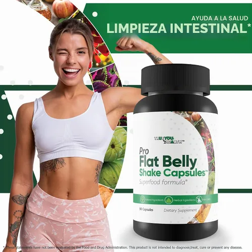 Vista 5 de Pro Flat Belly Shake Cápsulas - Limpieza intestinal para ayudar a reducir la hinchazón - Limpieza corporal y limpieza digestiva - Apoya la salud