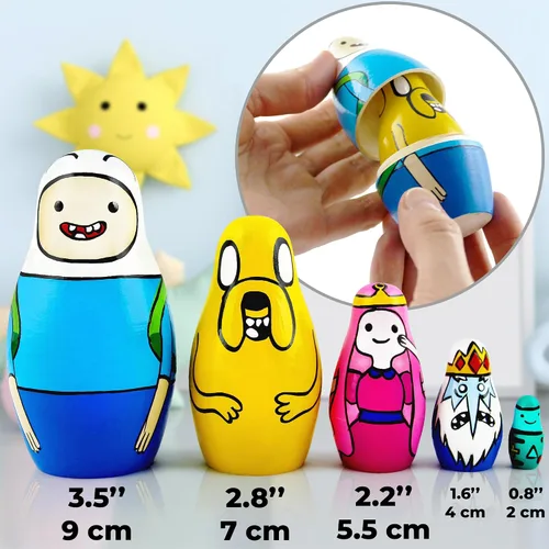 Vista 3 de AEVVV AdvTime Heroes Figures - Juego de muñecas anidables de madera, 5 piezas, Matryoshka rusa de madera de 3.5 pulgadas