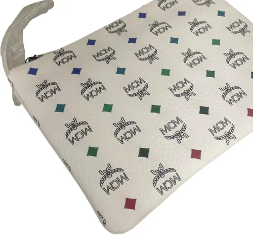 Vista 5 de MCM Bolso cruzado de lona con revestimiento de Visetos de arcoíris blanco para mujer
