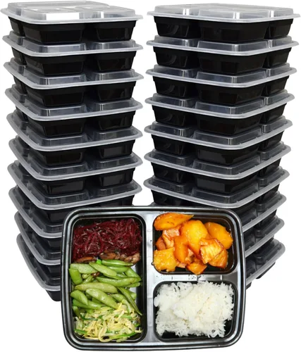 Vista 7 de Green Direct Set de loncheras / Contenedor grande de alimentos con tapa / Caja bento de 2 compartimentos, apta para microondas, congelador