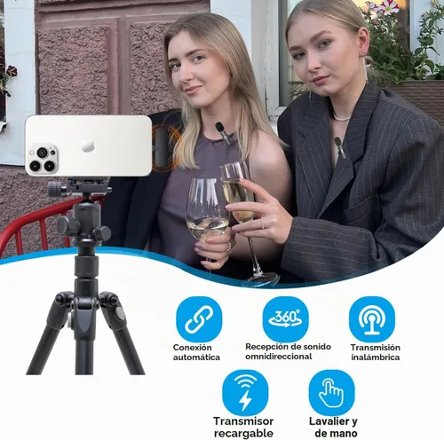 Vista 2 de MAYBESTA - Mini micrófono inalámbrico para iPhone, micrófono de solapa Lavalier para grabación de audio y video, micrófonos creadores de contenido