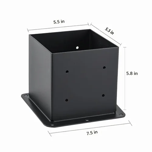 Vista 2 de 4 anclajes de poste de 6 x 6 pulgadas (tamaño interior 5.6 x 5.6) 13GA Thick Solid Steel &Powder Coated,Deck Post Brackets Support Deck Base