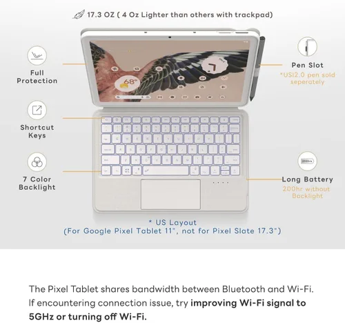 Vista 2 de EIP Magnetix - Funda con teclado para tablet Google Pixel de 11 pulgadas Blanco