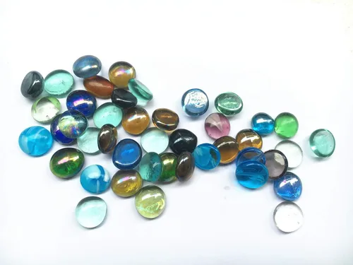 Vista 11 de Piedra preciosa de cristal, guijarros planos de canicas de 1 libra para rellenos de jarrones, dispersión de mesa, pecera de acuario, decoración