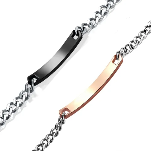 Vista 4 de NEHZUS Pulseras personalizadas con nombre de identificación personalizado para él y ella, pulsera a juego para pareja para amante, Metal, Circonita