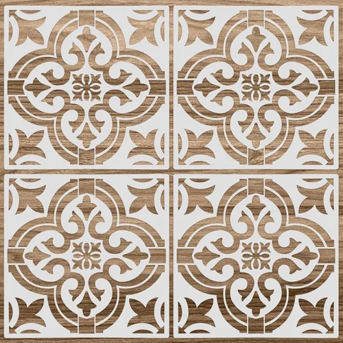 Vista 9 de Zonon 4 Piezas Plantillas de Azulejos Reutilizables para Suelo 12 x 12 Pulgadas Plantillas de Pared Plantillas de Patrón de Azulejos Plantillas