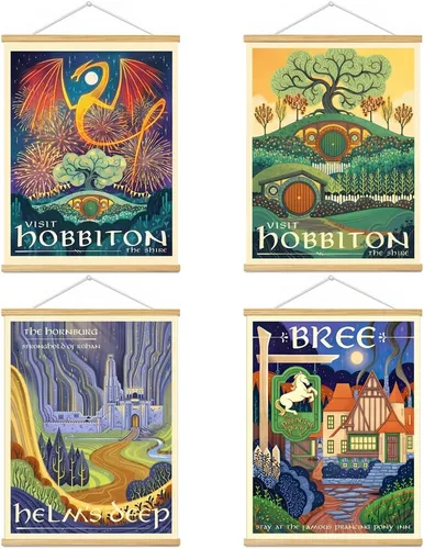 Vista 23 de Meksular Impresiones artísticas de pared de paisaje de la Tierra Media, pintura en lienzo, carteles de fantasía, imágenes de pared, para regalo
