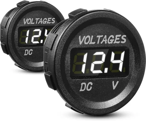 Vista 11 de BBTO 2 Piezas DC 12V Medidor de Voltaje para Auto con Pantalla LED, Voltímetro Digital Impermeable, Panel Redondo Compatible con Vehículo