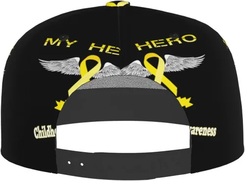 Vista 3 de My Hero is Now My Angel Childhood Cancer Awareness Baseball Cap Four-Sided Printing Flat Bill Brim Cool Hip Hop Trucker Hat Men Women Adjustable