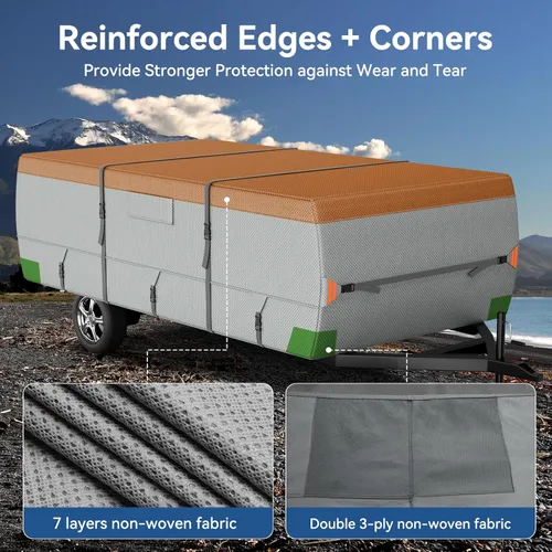 Vista 4 de 7 capas impermeables Pop Up Camper Tent Trailer Cover 8'-10