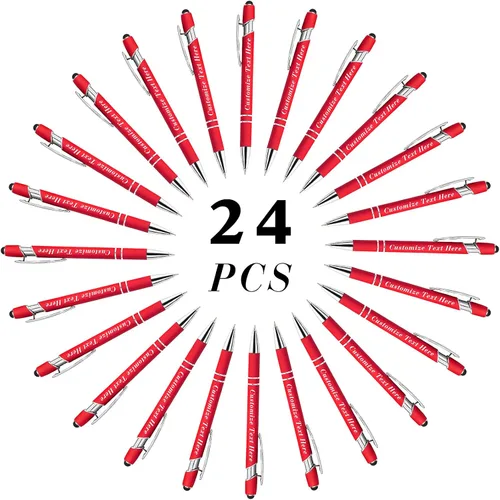 Vista 125 de Bolígrafos personalizados a granel con punta de lápiz capacitivo, 12 bolígrafos personalizados con logotipo de mensaje con nombre, bolígrafos