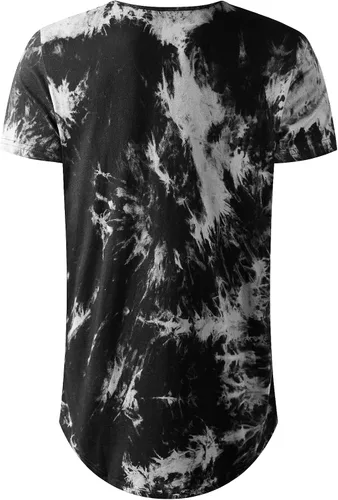 Vista 2 de LETAOTAO Camisas largas para hombre, estilo hip hop, camisas largas de teñido anudado, camisetas de gimnasio hipster, camiseta festoneada