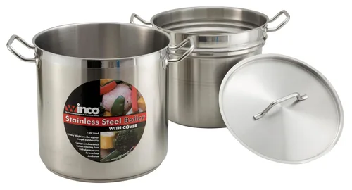 Vista 4 de Winco 8 qt Stainless Steel Double Boiler with Cover