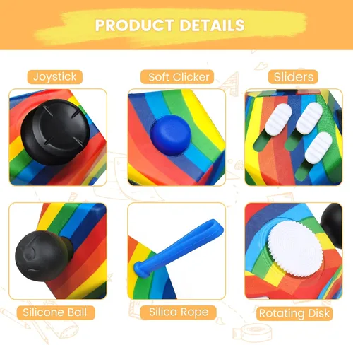 Vista 4 de QOOLBUY Cubo antiestrés de 12 caras, juguetes para adultos y niños, alivia el estrés y la ansiedad, juguete antidepresión con autismo, TDAH, TDA