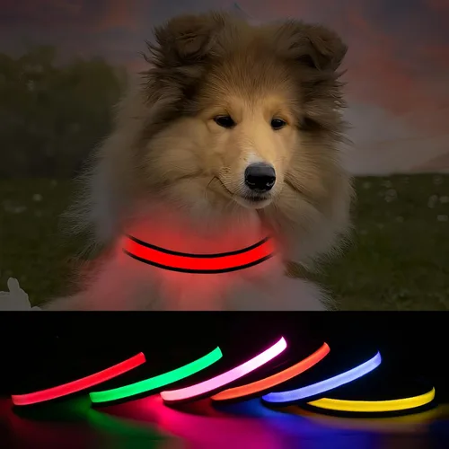 Vista 13 de Collares de perro iluminados recargables, collar de perro que brilla en la oscuridad, impermeable, collares de perro con luces LED intermitentes
