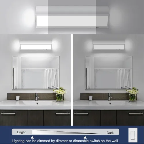 Vista 5 de Barra de luz LED moderna para tocador de baño (16 pulgadas, 5 CCT, regulable), accesorios de iluminación de pared de baño de acrílico moderno sobre